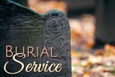 Burial Service written on a tombstone