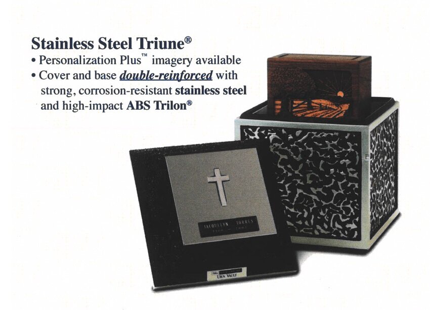 Stainless Steel Triune Urn Vault